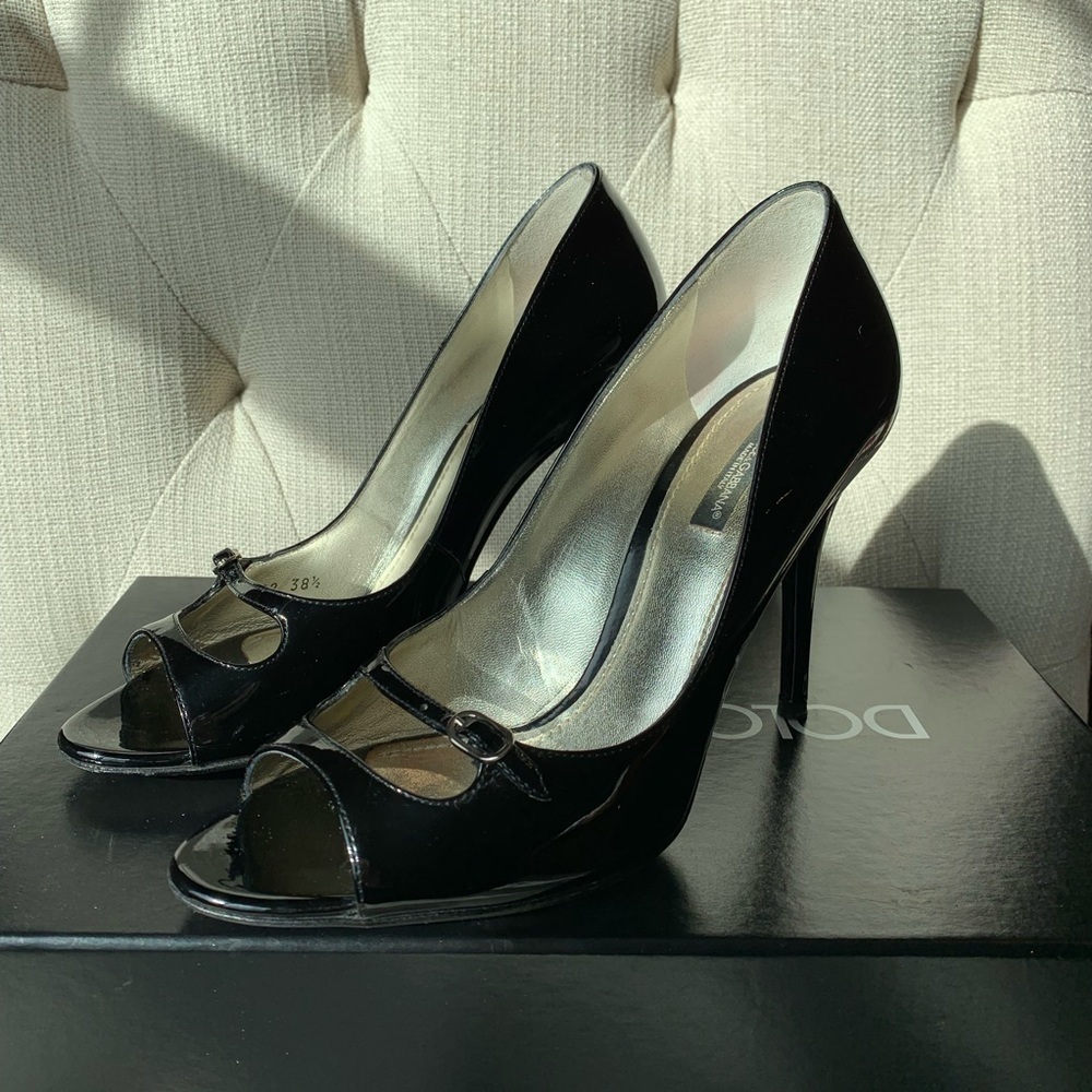 Dolce & Gabbana Vernice Spuntata Pump Black Patent Leather Size 38.5 - Picture 11 of 15